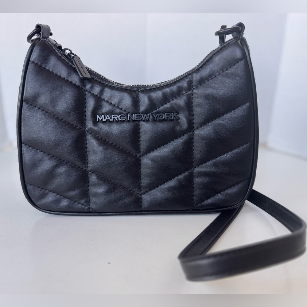 Marc New York Quilted Black Crossbody Bag Quilted Chevron Zipper Purse